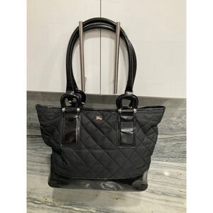 Burberry Quilted‎ Tote Bag In Black With Leather Trim